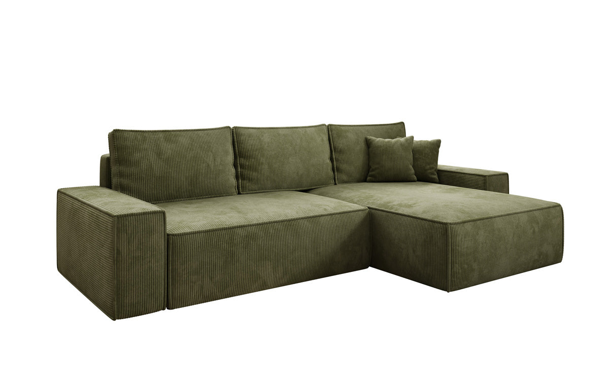 Designer Ecksofa Lunaro mit Schlaf- und Klappfunktion in Cord