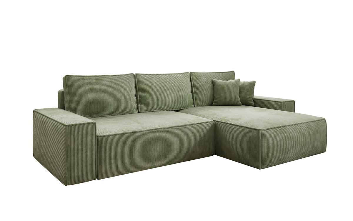 Designer Ecksofa Lunaro mit Schlaf- und Klappfunktion in Cord