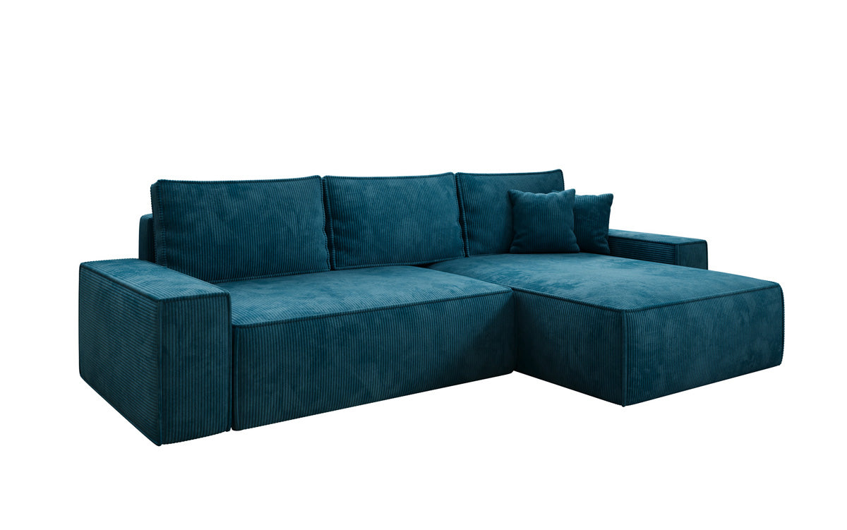 Designer Ecksofa Lunaro mit Schlaf- und Klappfunktion in Cord