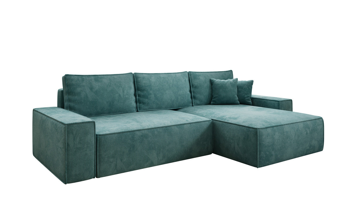 Designer Ecksofa Lunaro mit Schlaf- und Klappfunktion in Cord