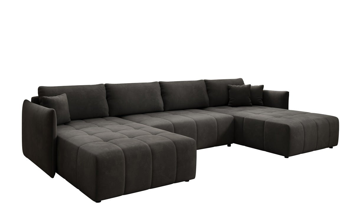 Designer Sofa Velaro U mit Schlaf- und Klappfunktion in Samt