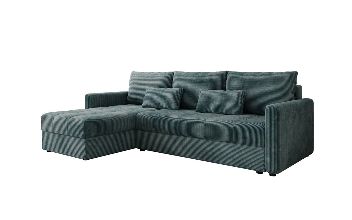 Designer Sofa Roma in Cord mit Schlaf- und Klappfunktion