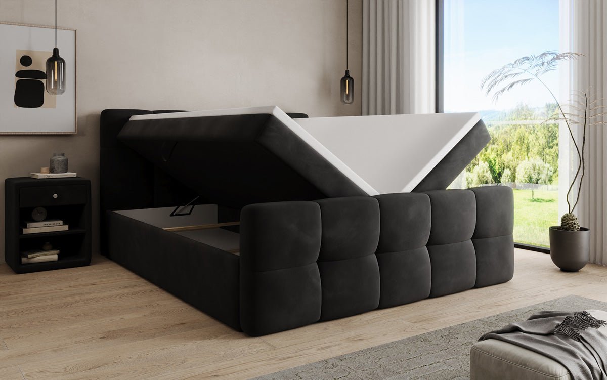 Boxspringbett Cozy Samt mit Stauraum