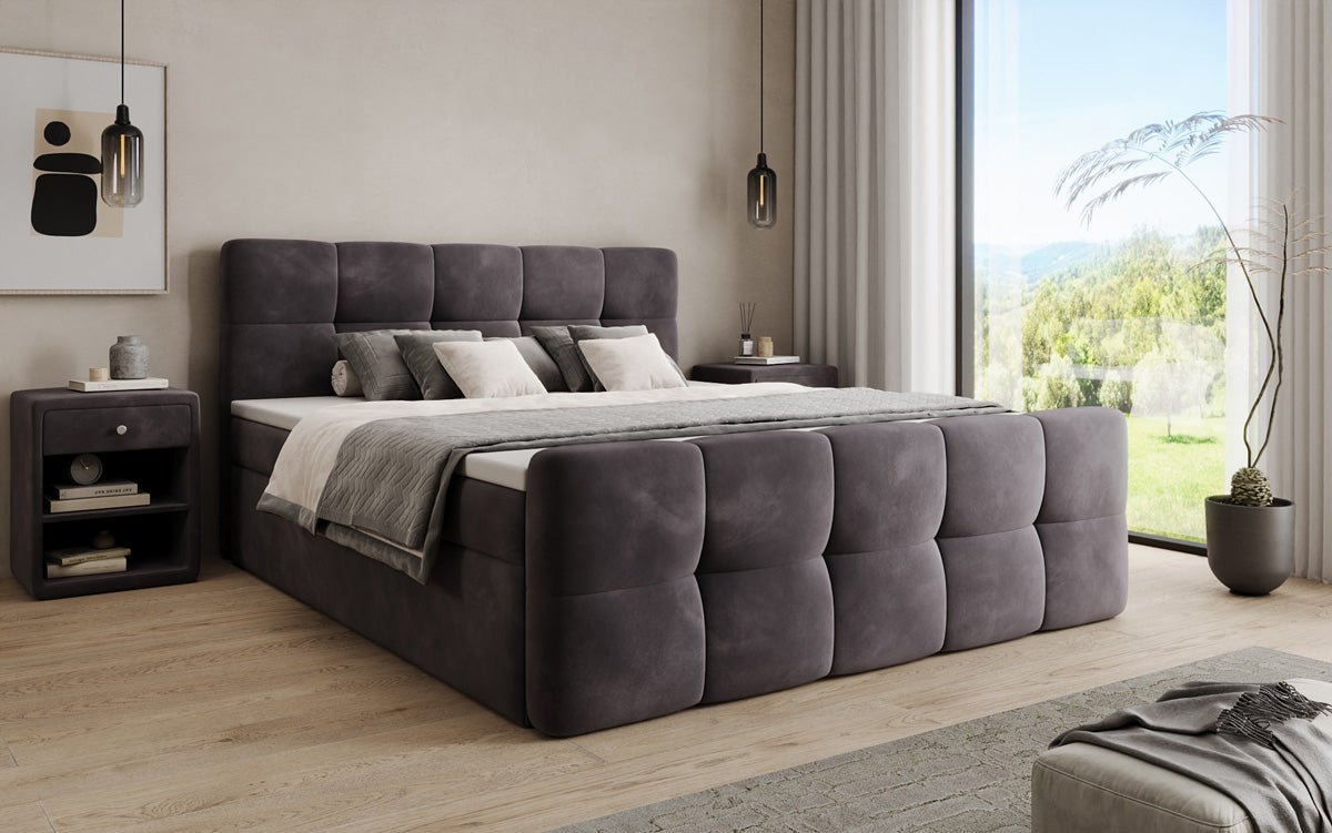 Boxspringbett Cozy Samt mit Stauraum