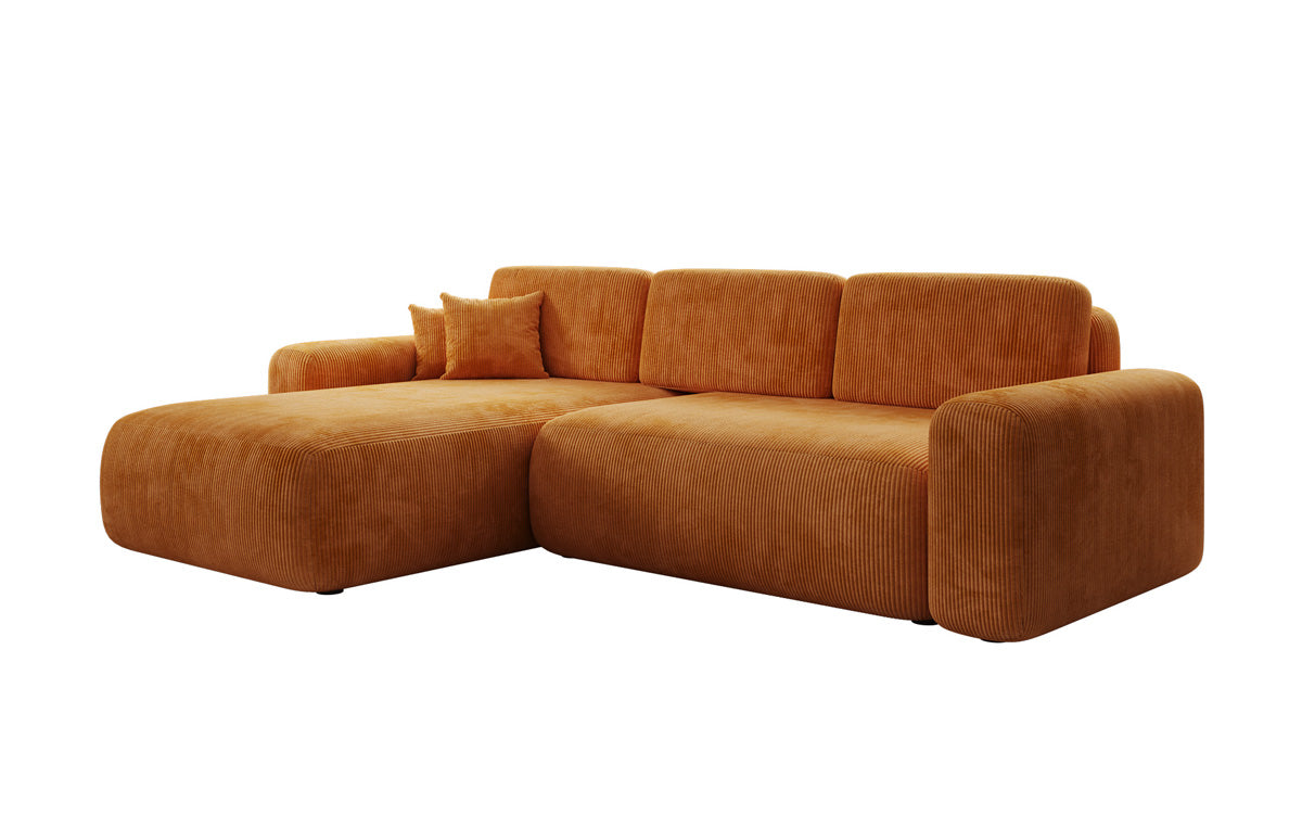 Designer Ecksofa Lola mit Schlaf- und Klappfunktion in Cord
