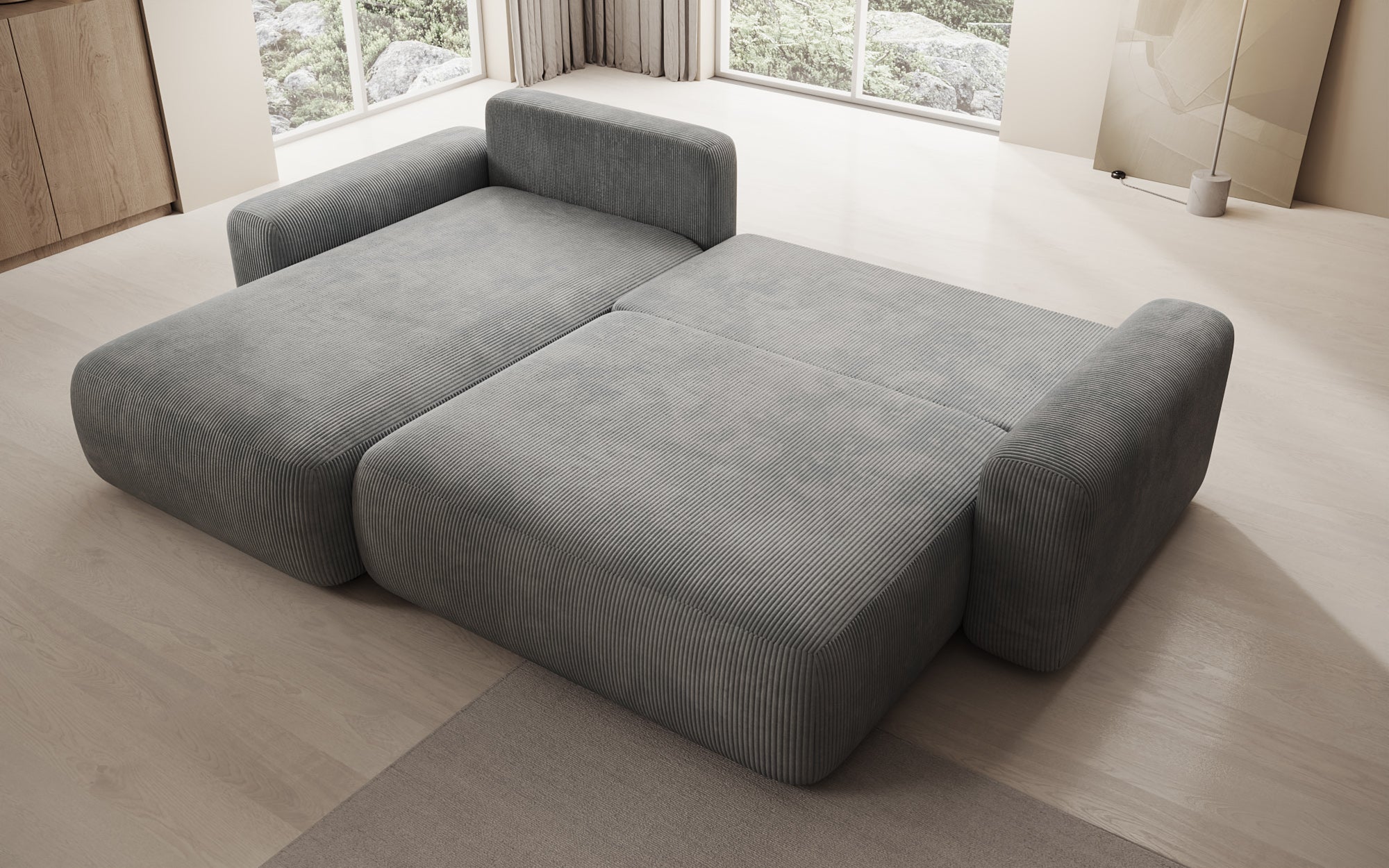 Designer Sofa Lola mit Schlaf- und Klappfunktion in Cord