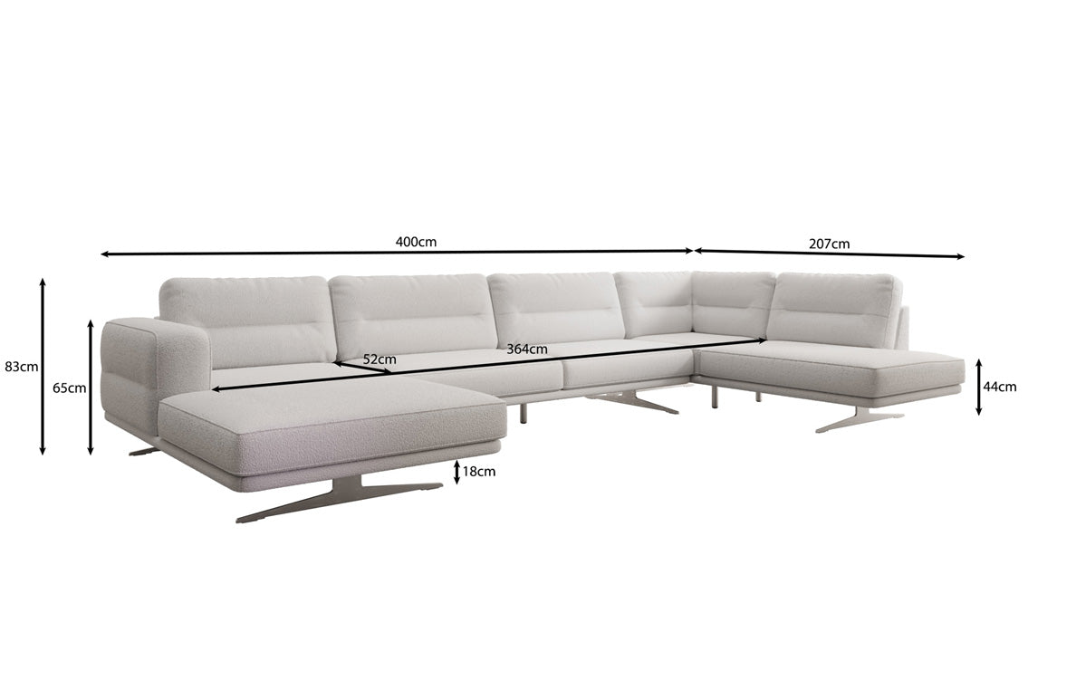 Designer Sofa Wohnlandschaft Torino U in Bouclé