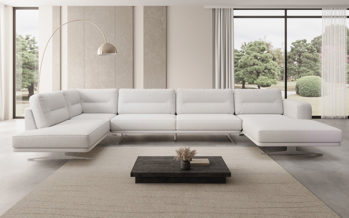 Designer Sofa Wohnlandschaft Torino U in Bouclé