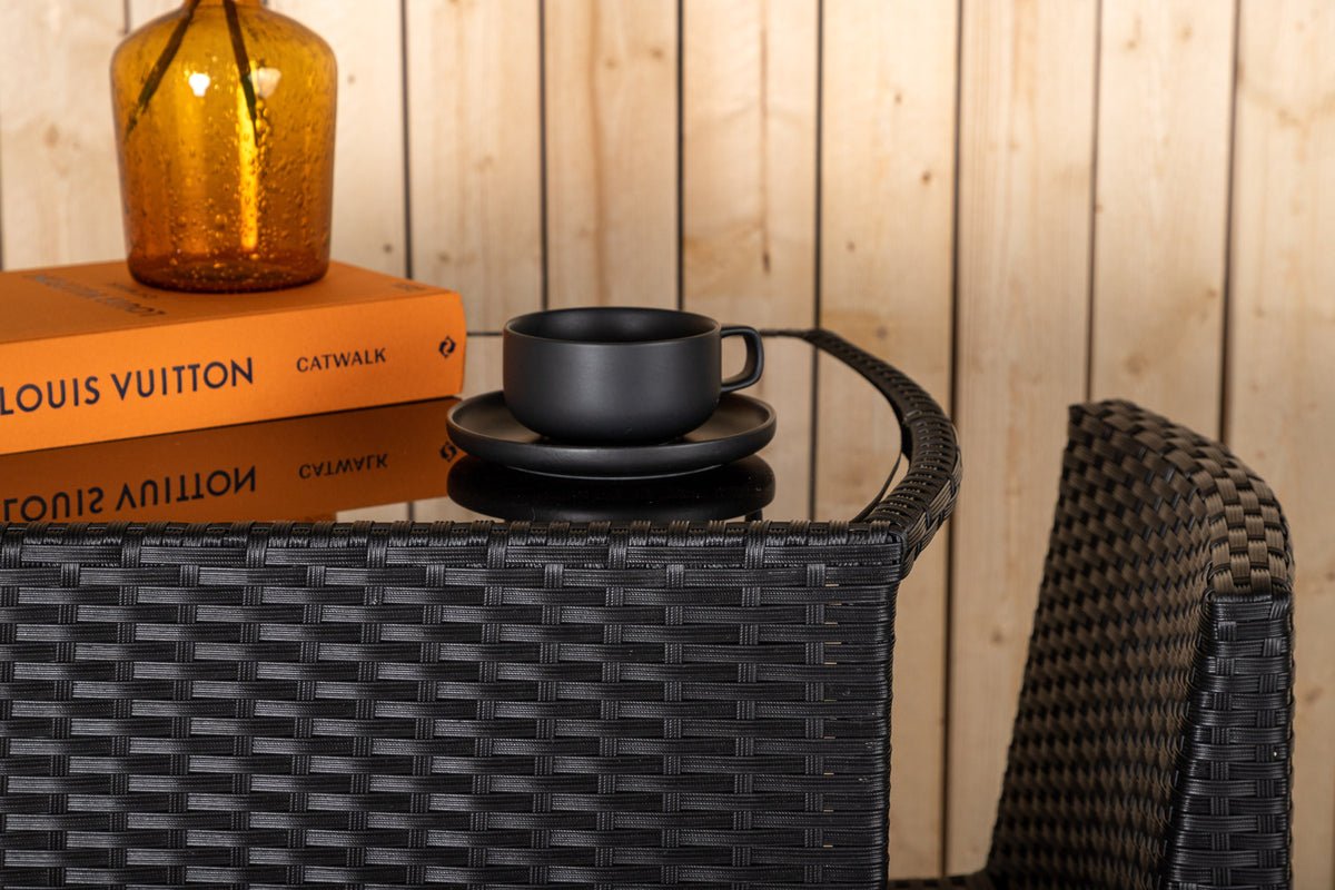 Balkonset Bob - in wahlweise schwarzem oder grauem Rattan