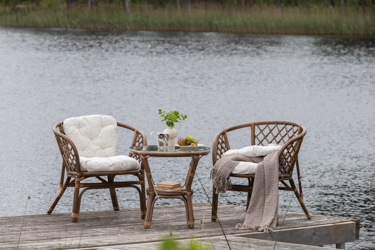 Balkonset Jasmin - aus walnussfarbenen Rattan