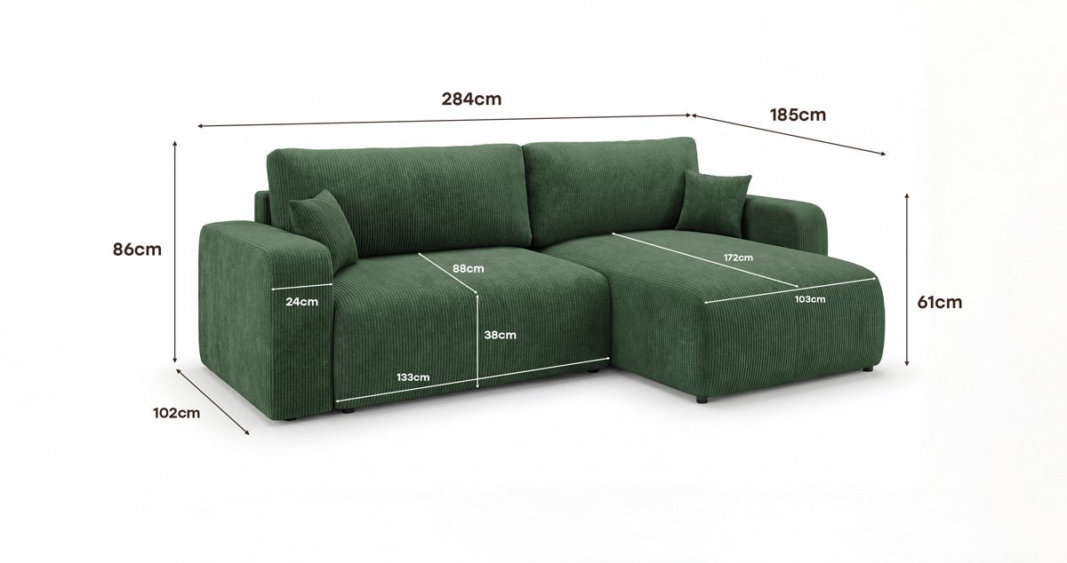 Designer Sofa Noma mit Schlaf- und Klappfunktion in Cord