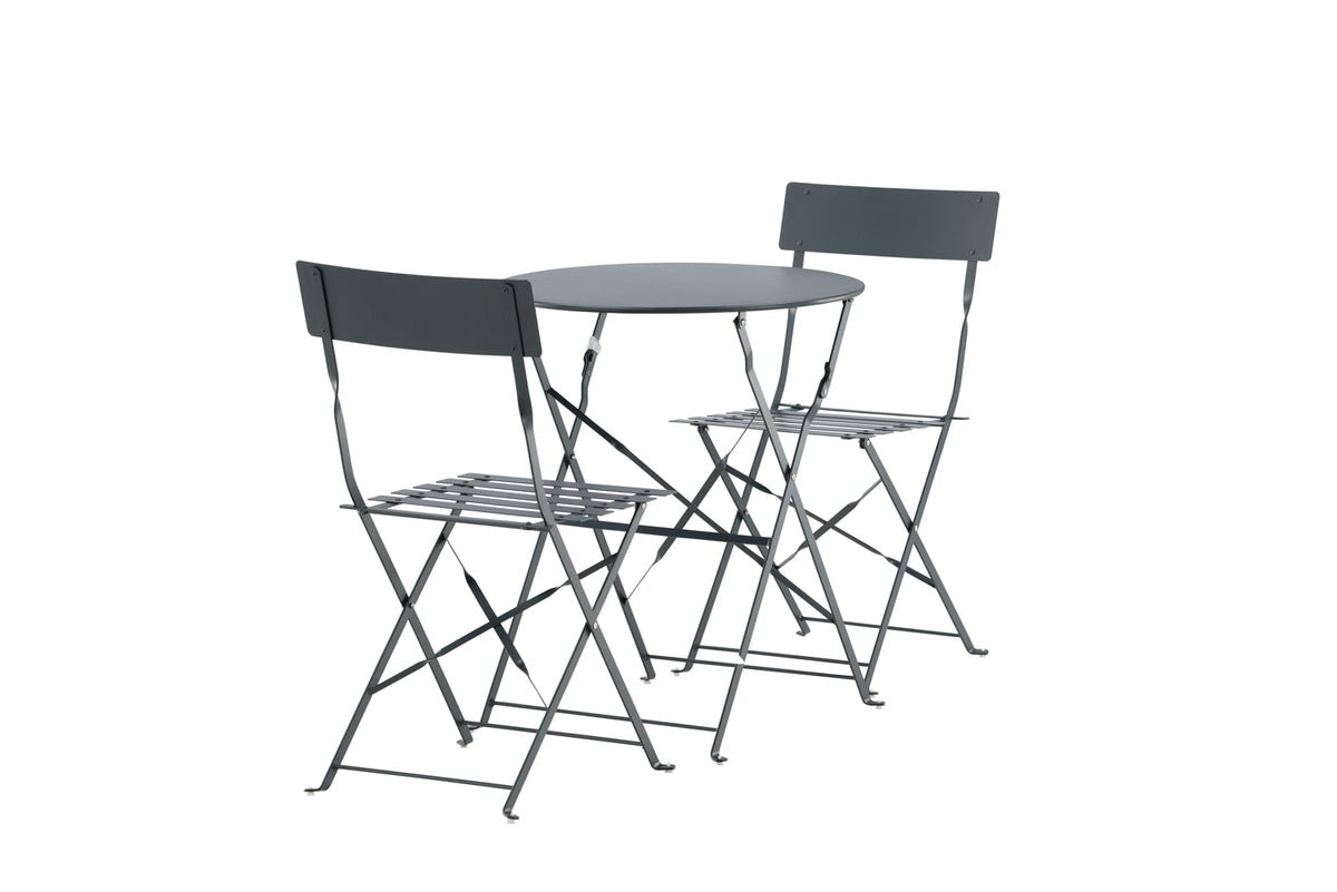 Café Set Bordeaux - 2er Set Stühle inklusive Tisch in Dunkelgrau