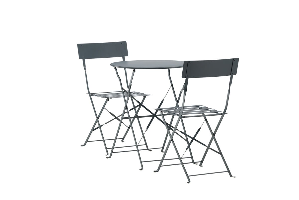 Café Set Bordeaux - 2er Set Stühle inklusive Tisch in Dunkelgrau