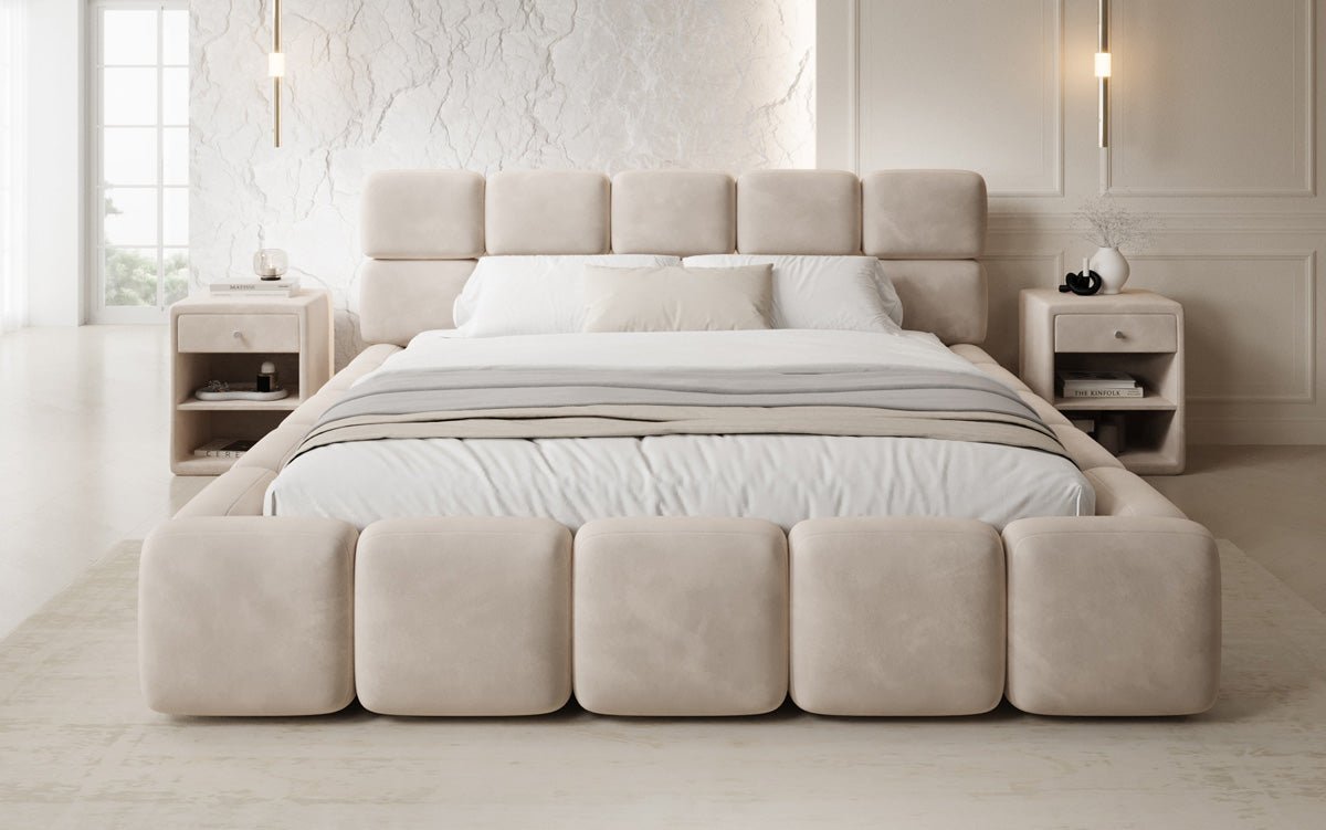 Designer Polsterbett Matilda Samt mit Stauraum