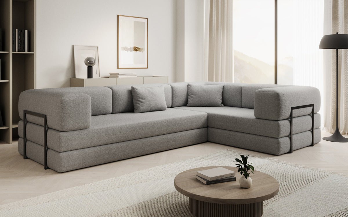 Designer Ecksofa Lazy geschlossen in Bouclé