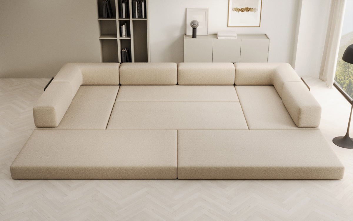 Designer Sofa Lazy U in Bouclé