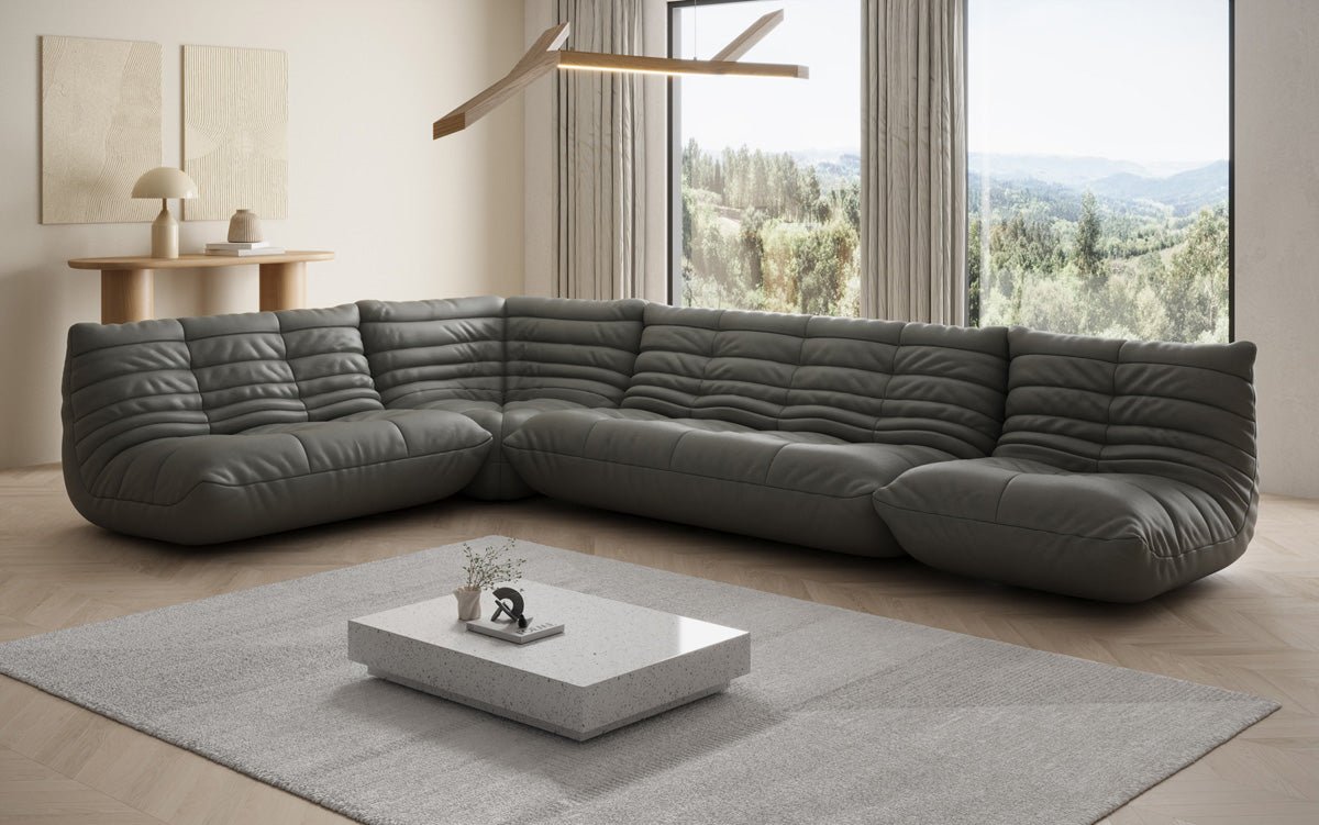 Designer Sofa Wohnlandschaft Calmo in Echtleder
