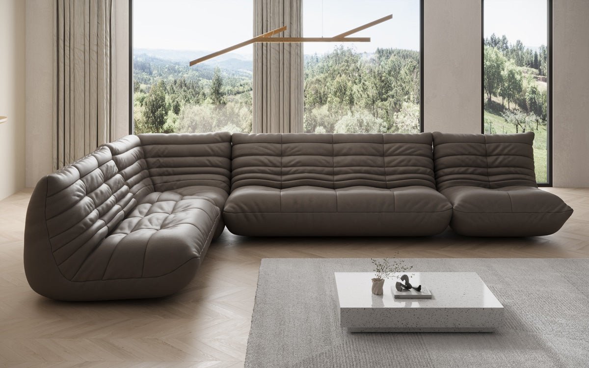 Designer Sofa Wohnlandschaft Calmo in Echtleder