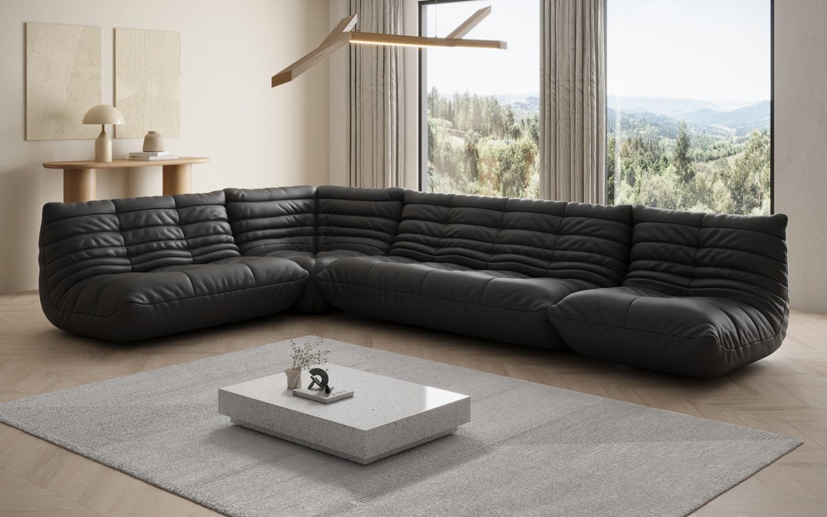Designer Ecksofa Wohnlandschaft Calmo in Echtleder