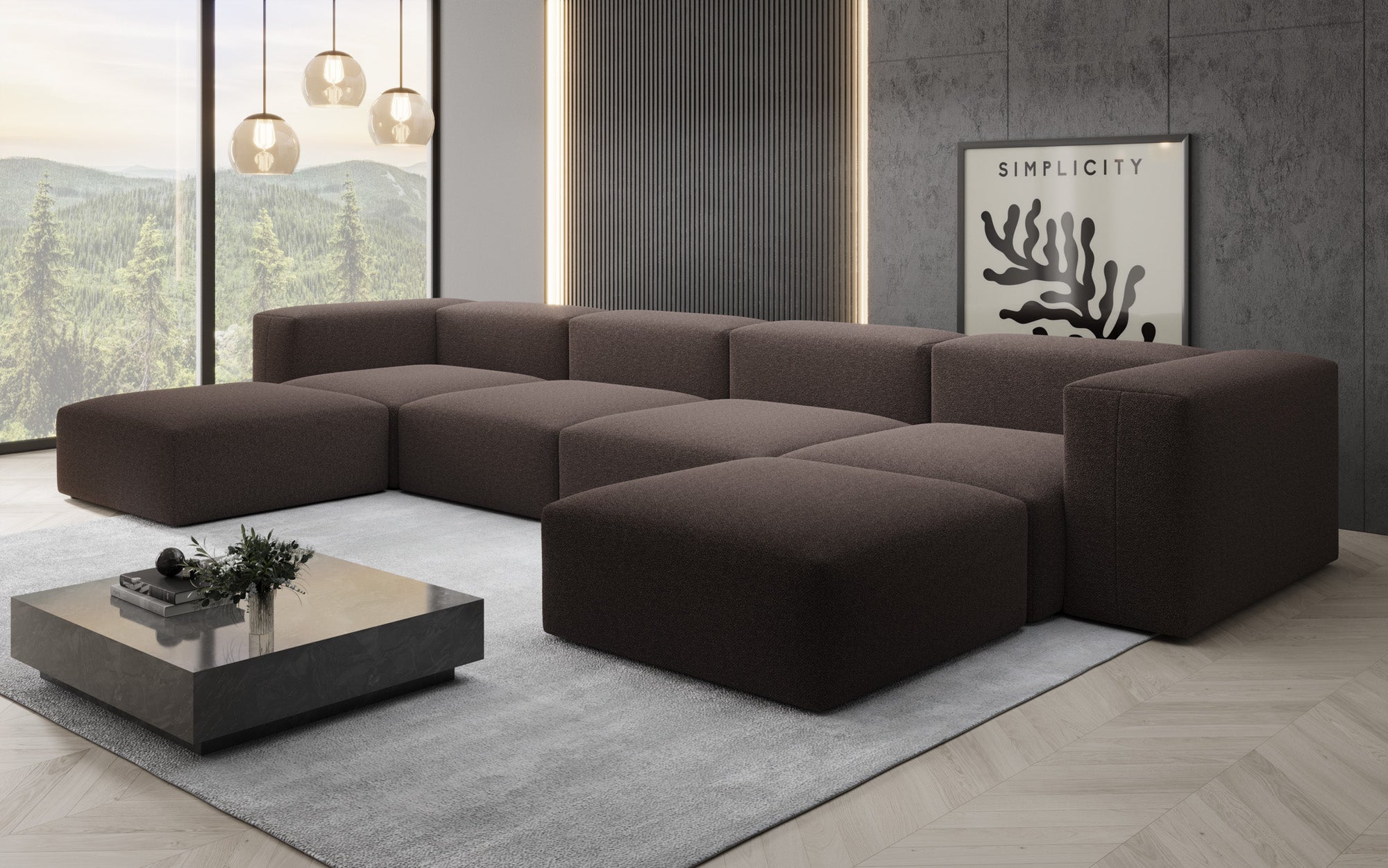 Designer U Sofa Snug in Bouclé