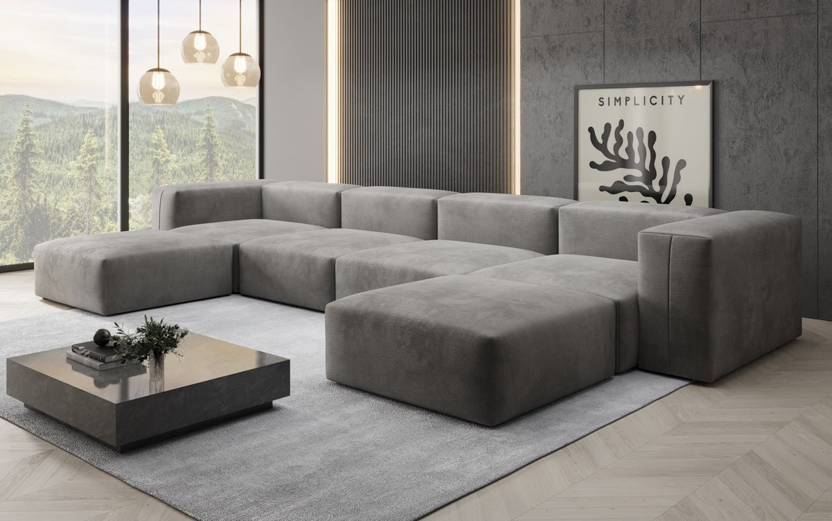 Designer U Sofa Snug in Samt