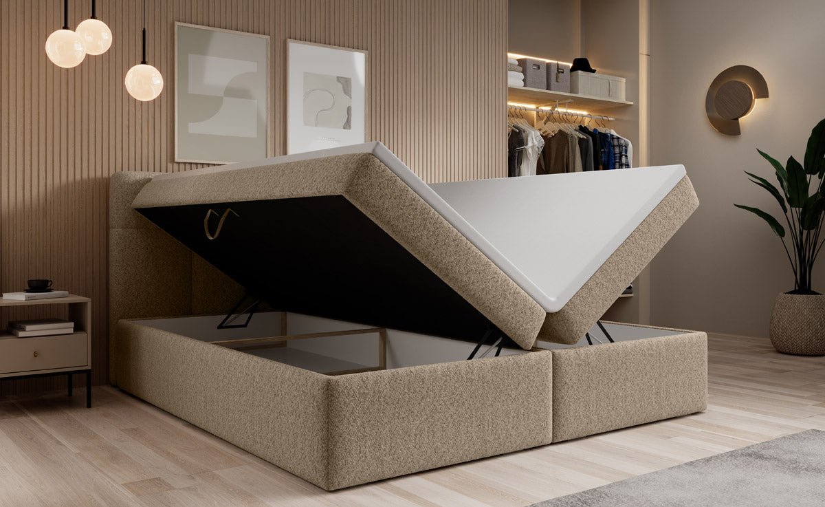 Boxspringbett Cozy II Bouclé mit Stauraum
