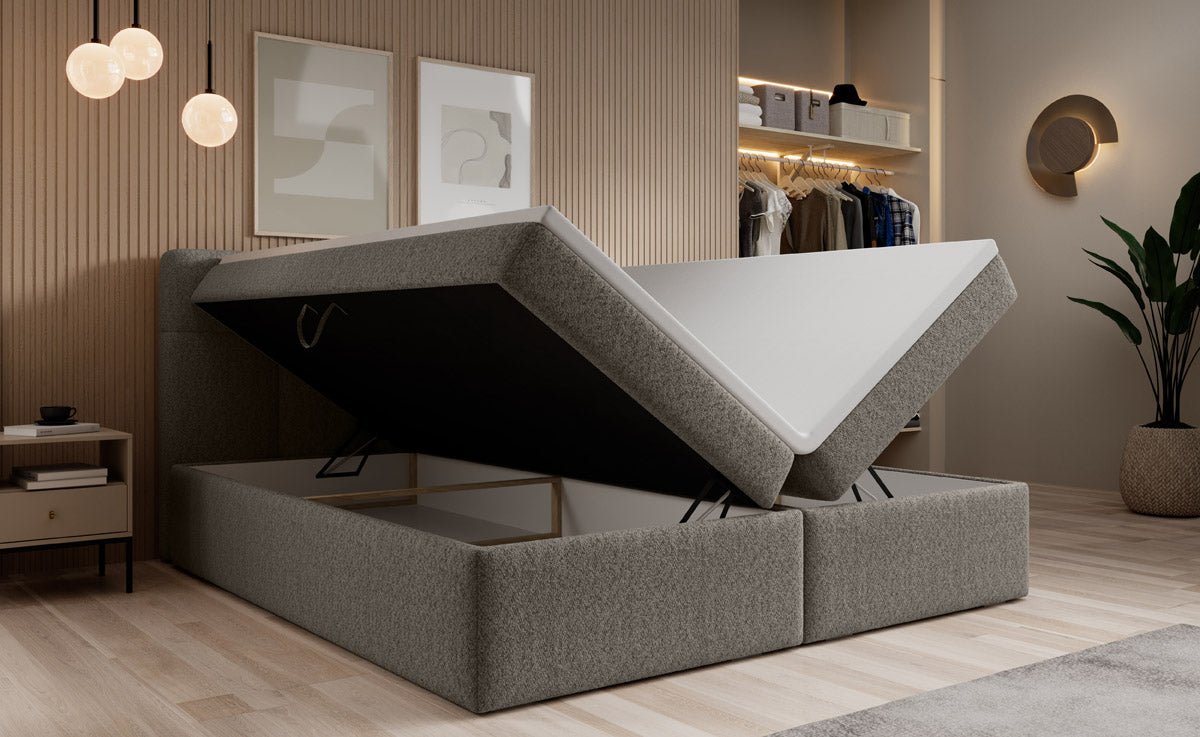 Boxspringbett Cozy II Bouclé mit Stauraum