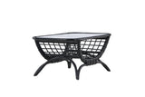 Garten Couchtisch Sarina - Aus Rattan und Glas in Schwarz