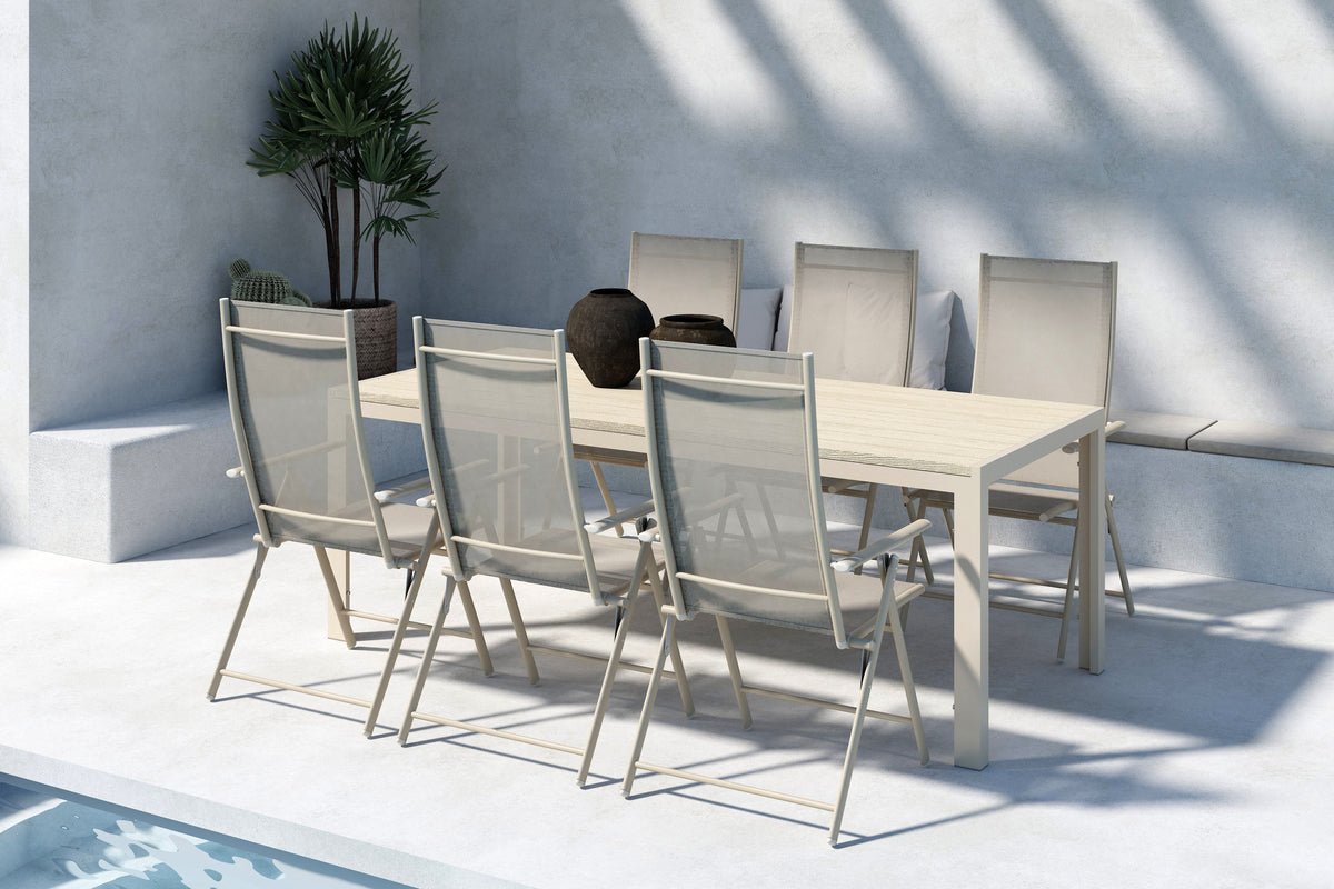 Garten Essgruppe Forma – 7-teiliges Gartenmöbel-Set in Beige oder Schwarz