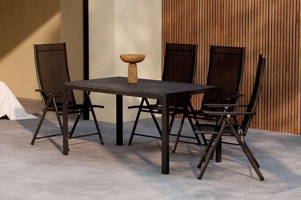 Garten Essgruppe Lorette – 5-teiliges Gartenmöbel-Set in Schwarz oder Beige