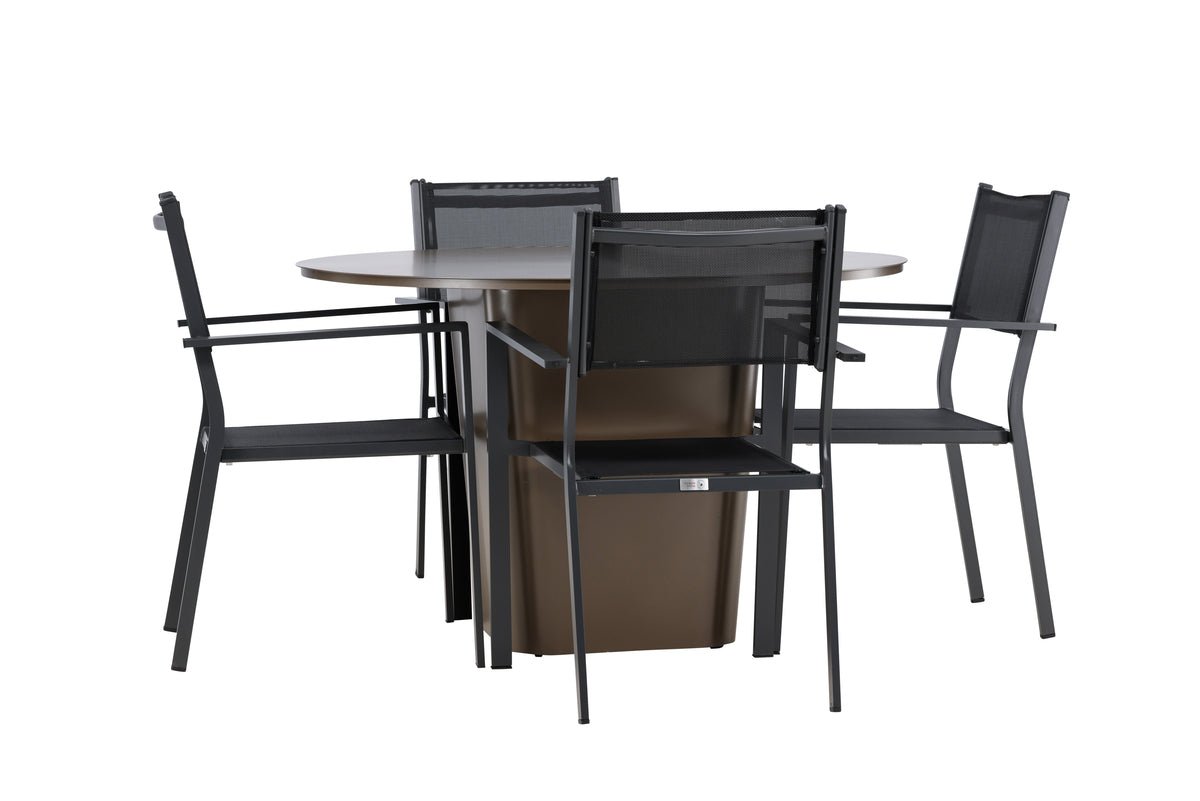 Garten Essgruppe Nordic – 5-teiliges Gartenmöbel-Set mit braunem Tisch aus Aluminium