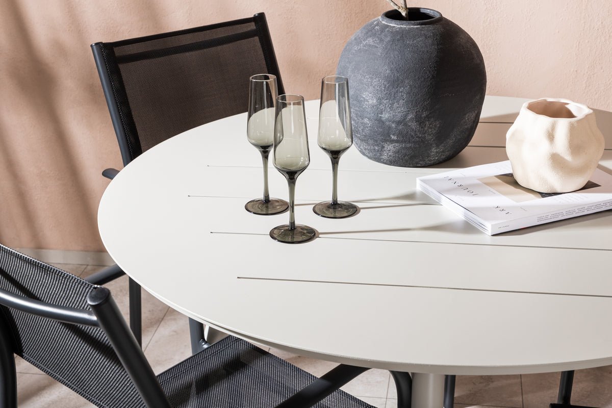 Garten Essgruppe Novira – 5-teiliges Set in Beige/Schwarz