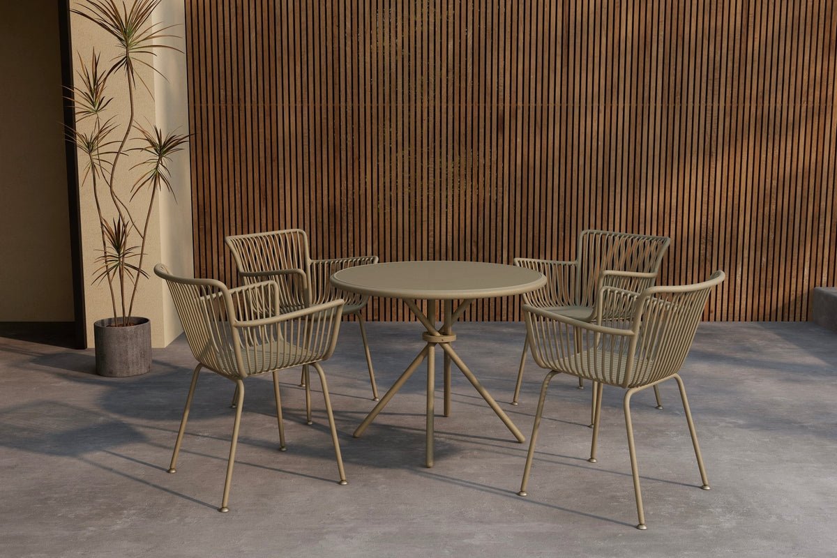 Garten Essgruppe Solvira – 5-teiliges Gartenmöbel-Set mit rundem Tisch