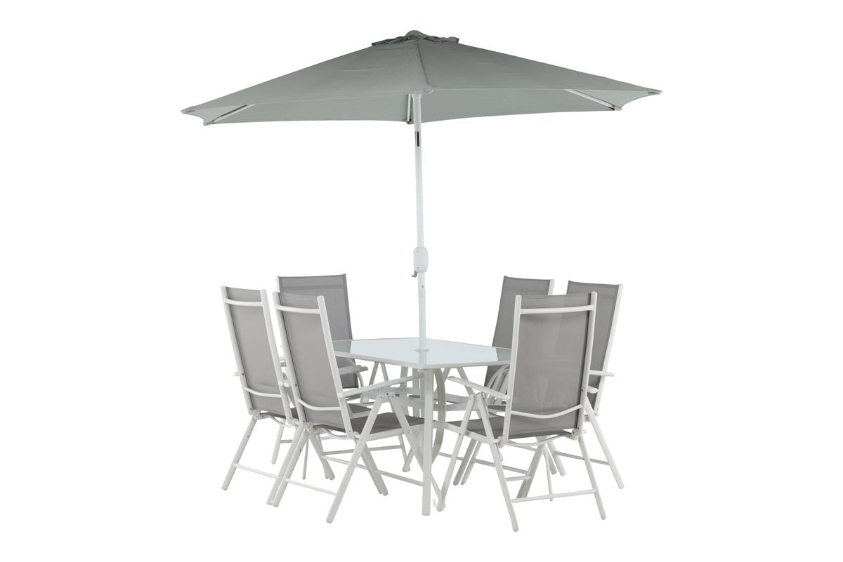 Garten Essgruppe Toulouse – 8-teiliges Gartenmöbel-Set aus Aluminium und Textilene