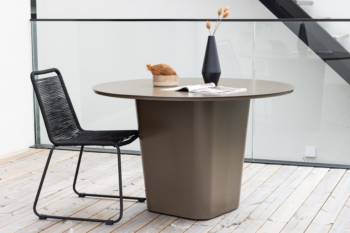 Garten Esstisch Calma - Ø 120cm aus braunem Aluminium