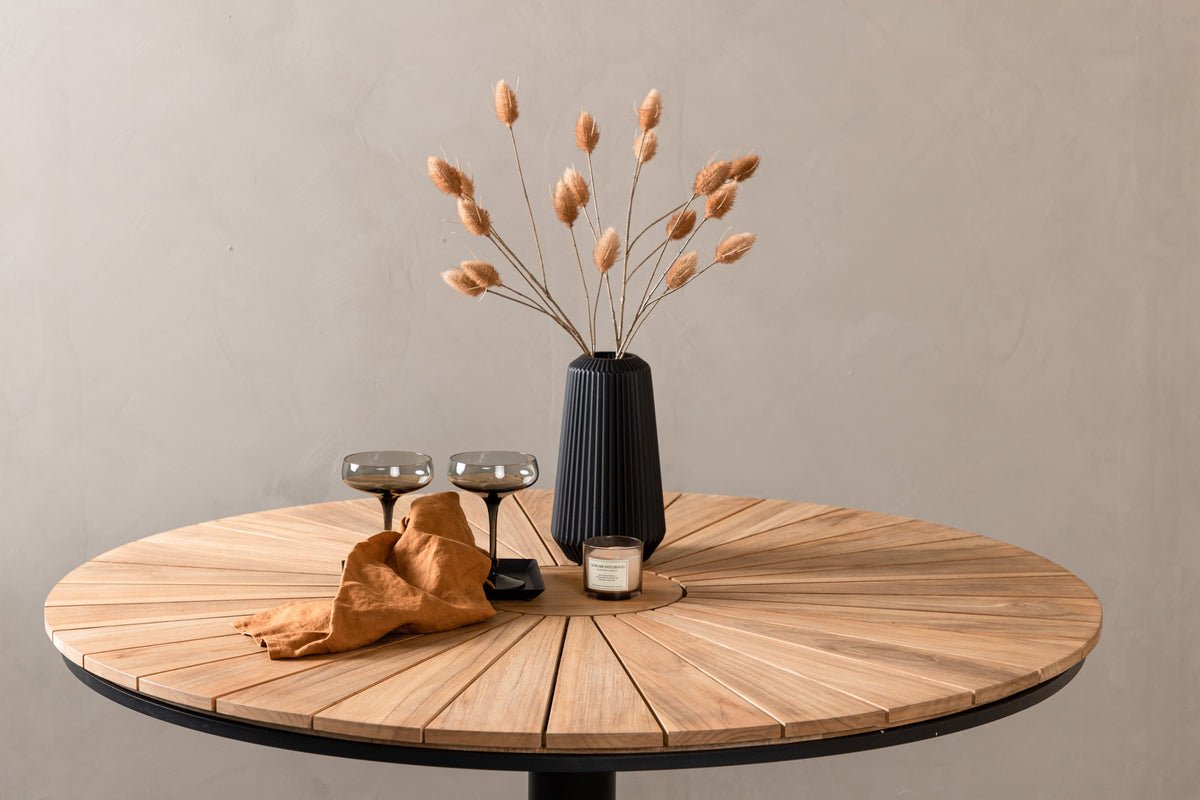Garten Esstisch Terra - Ø 120cm aus Aluminium und Teakholz