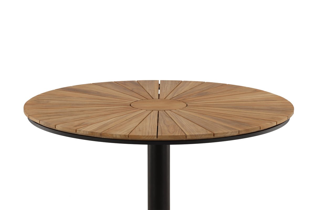 Garten Esstisch Terra - Ø 120cm aus Aluminium und Teakholz