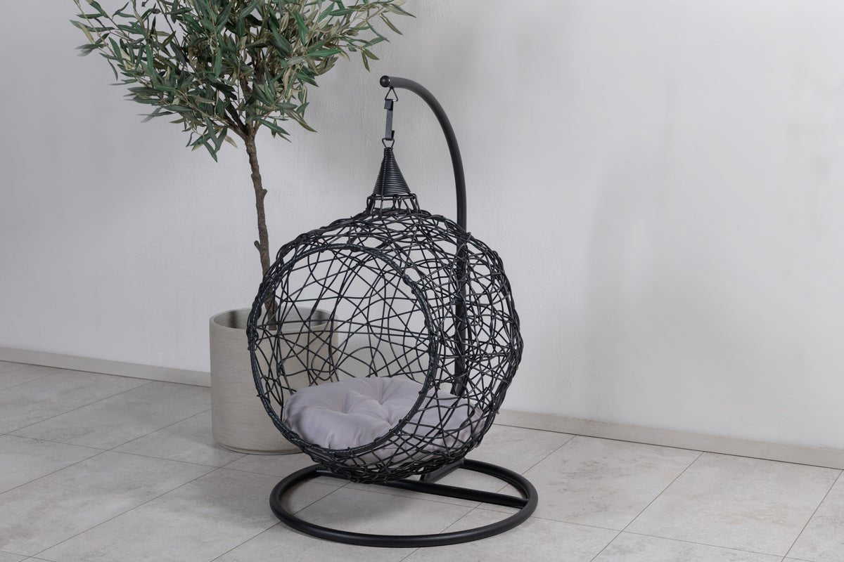 Garten Hängesessel Layla - aus Rattan/Metall in Schwarz