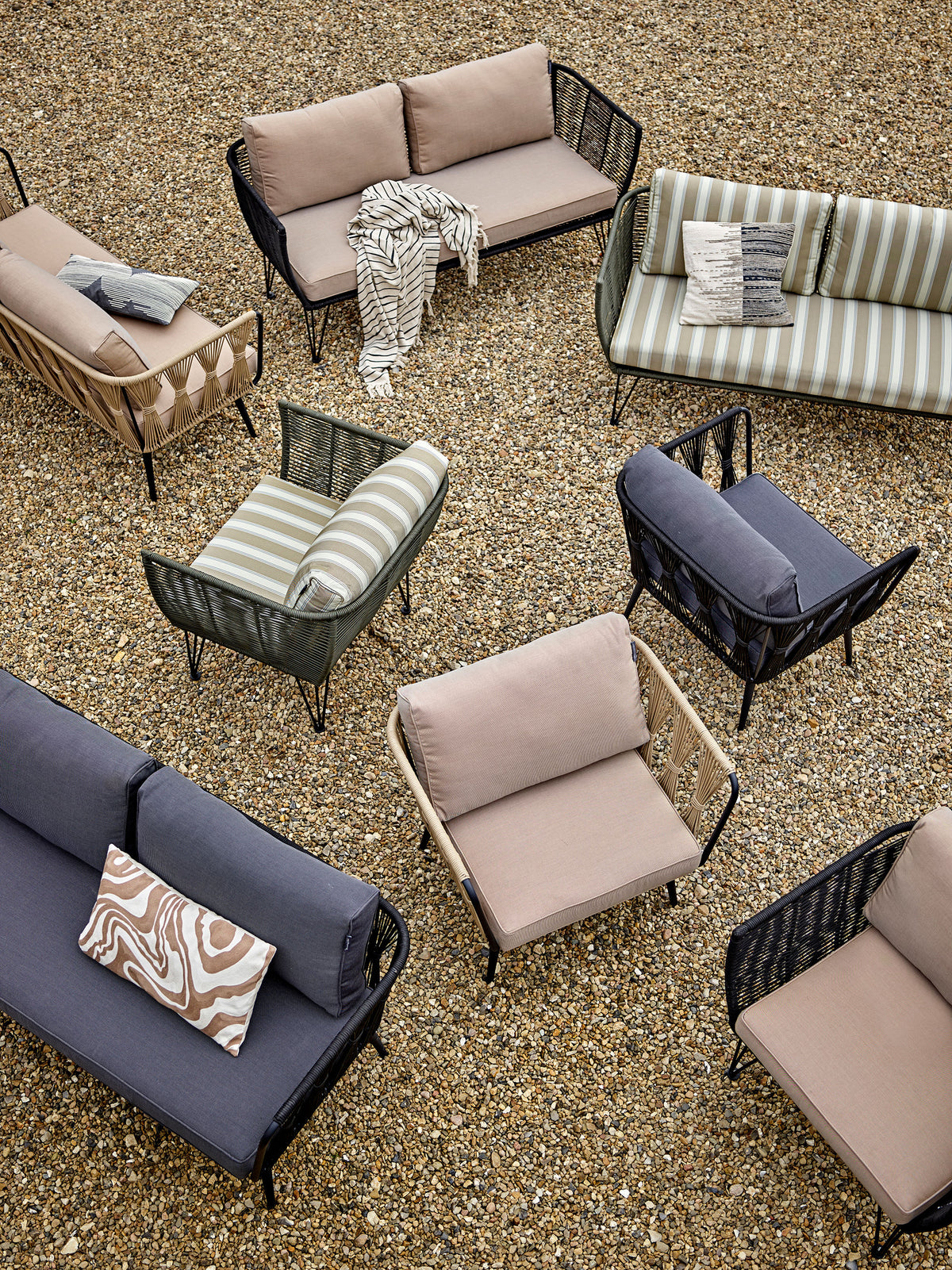 Garten Loungesessel Kairo – Metall mit handgeflochtenem Seil