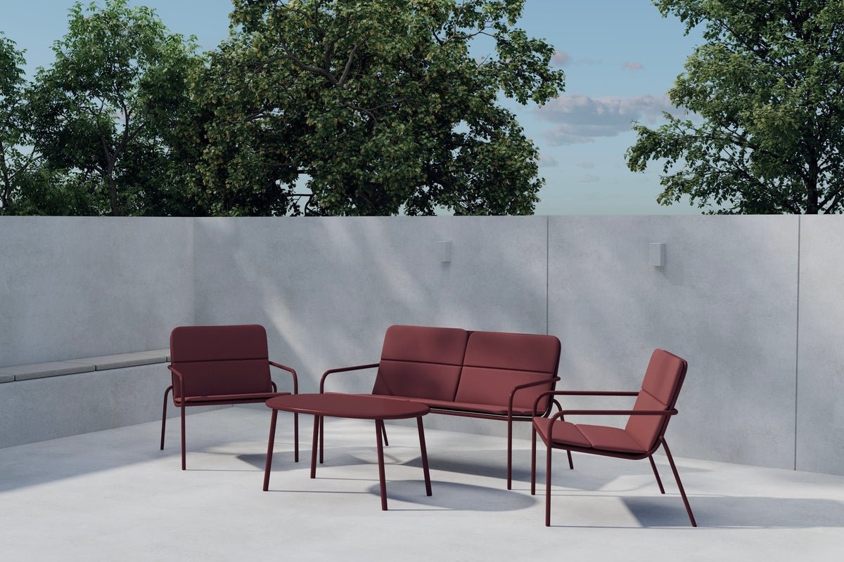 Garten Loungeset Abil – 4-teilig in Rot mit Sofa, Sesseln & Tisch