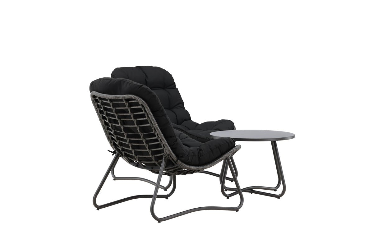 Garten Loungeset Carla – 3-teiliges Set in Anthrazit mit Sesseln & Tisch