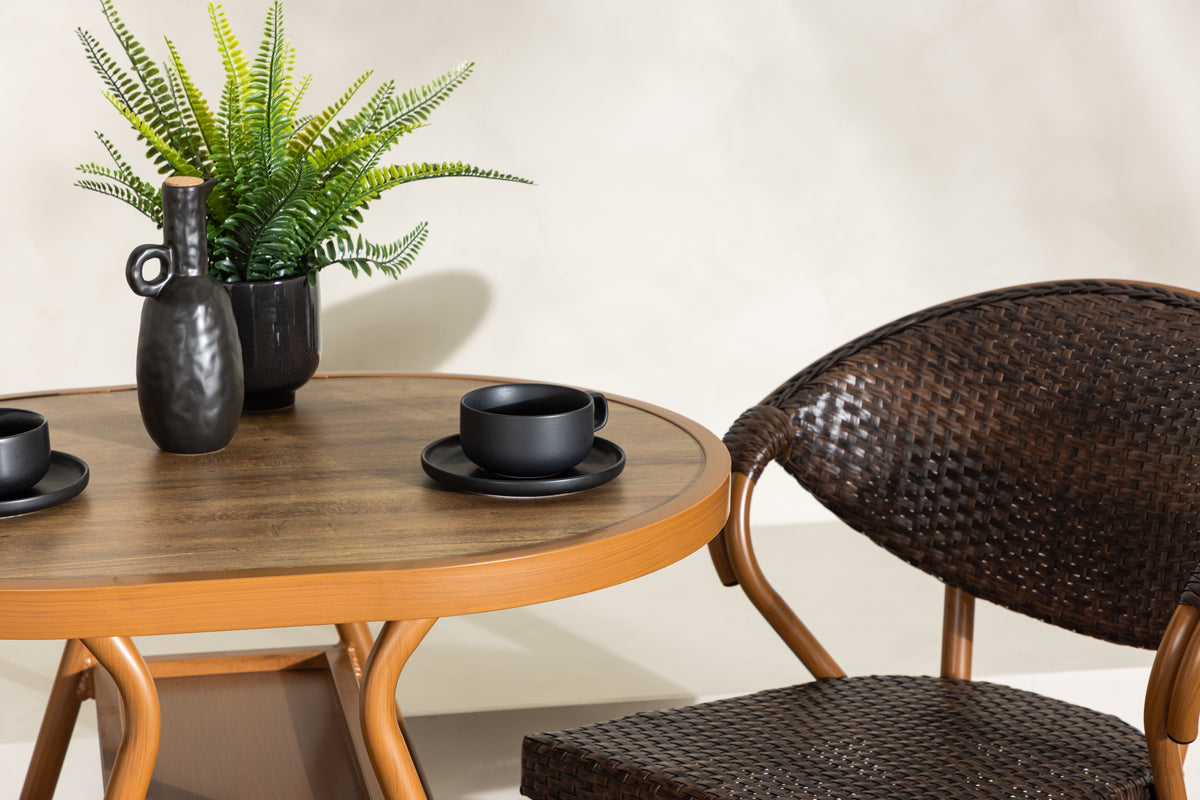 Garten Loungeset Elyon – 3-teiliges Set mit 2 Stühlen & Tisch in Braun