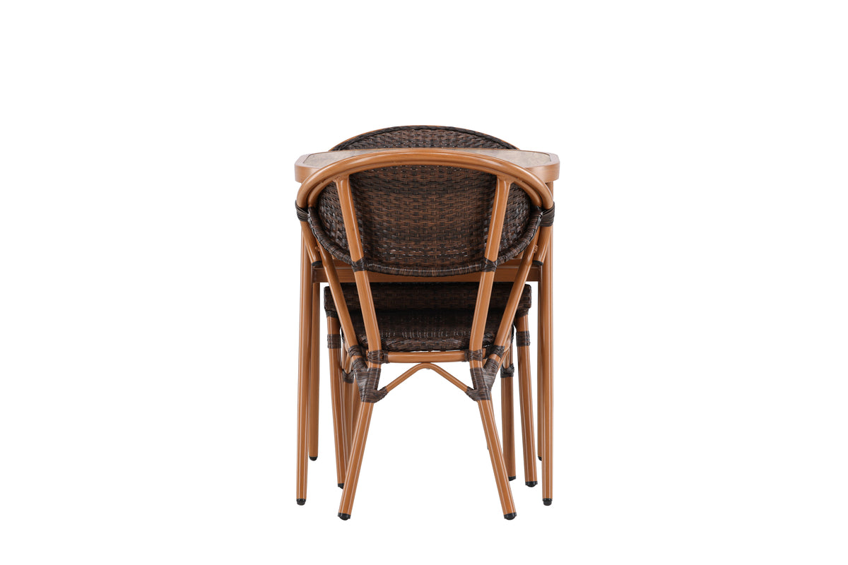 Garten Loungeset Elyon – 3-teiliges Set mit 2 Stühlen & Tisch in Braun