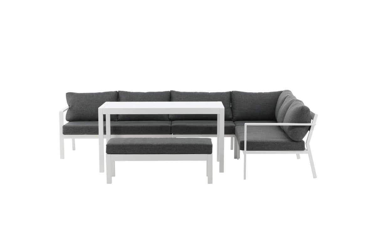 Garten Loungeset Jule – 4-teiliges Set mit grauen Kissen