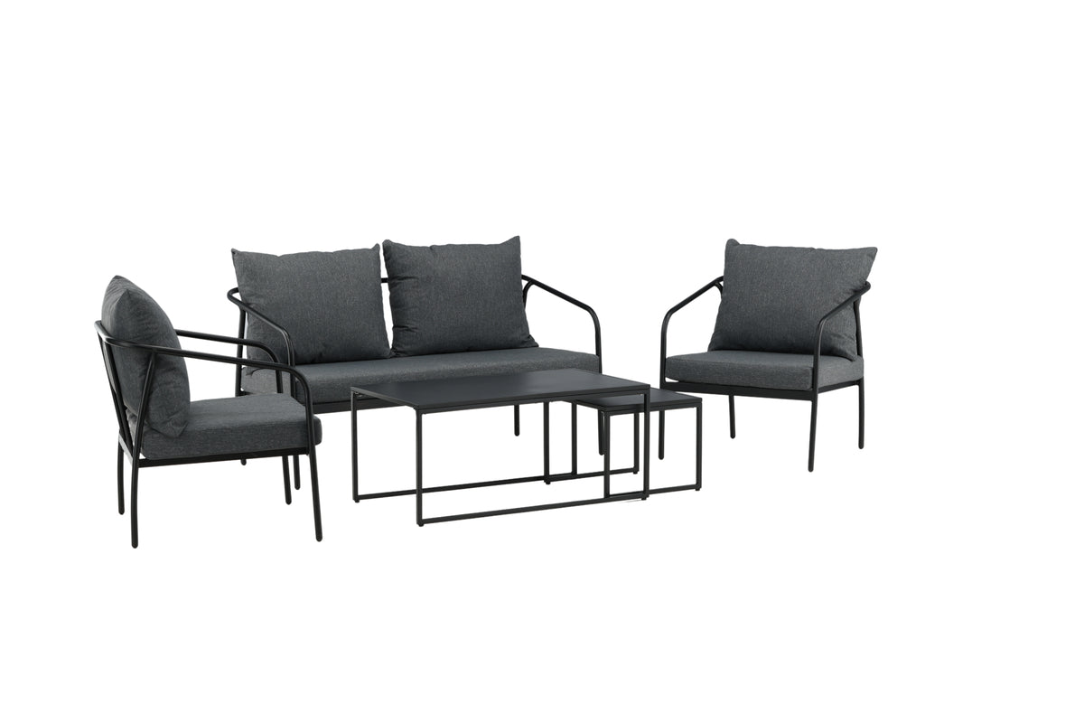 Garten Loungeset Living - aus schwarzem Stahlgestell