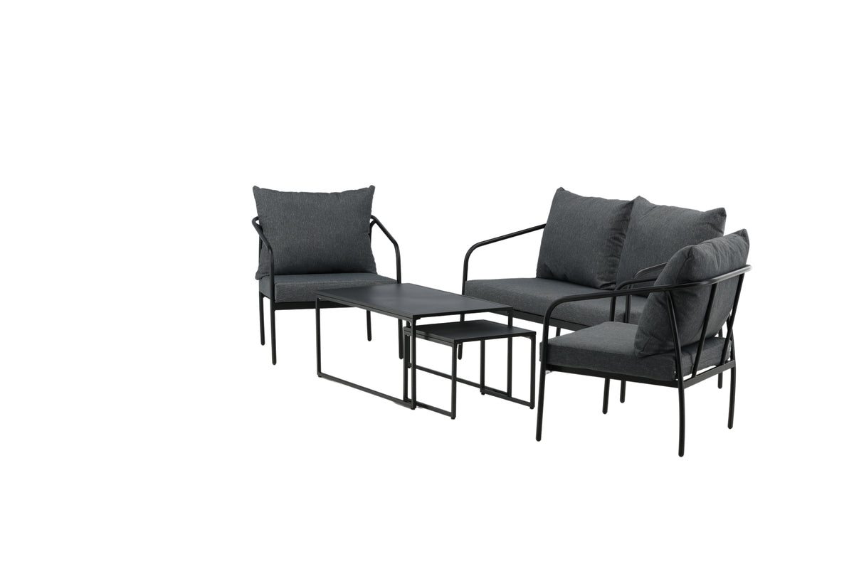 Garten Loungeset Living - aus schwarzem Stahlgestell
