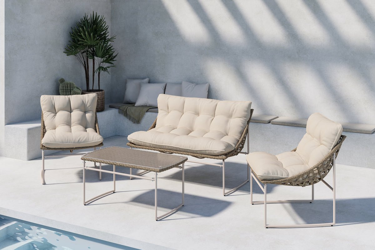 marvella sonnensegel Garten Loungeset Marvella – 4-teiliges Outdoor-Sofa-Set in Beige mit  Polstern