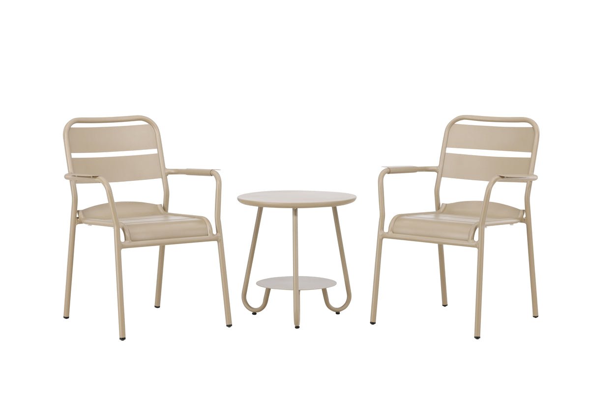 Garten Loungeset Rivana – 3-teiliges Set mit 2 Stühlen & Tisch in Beige