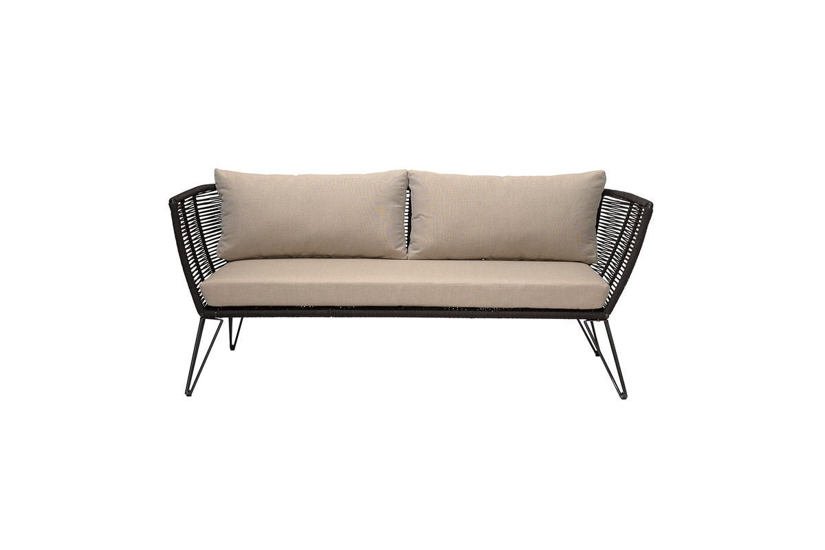 Garten Outdoor-Sofa Hugh – Metall mit handgeflochtener Kordel