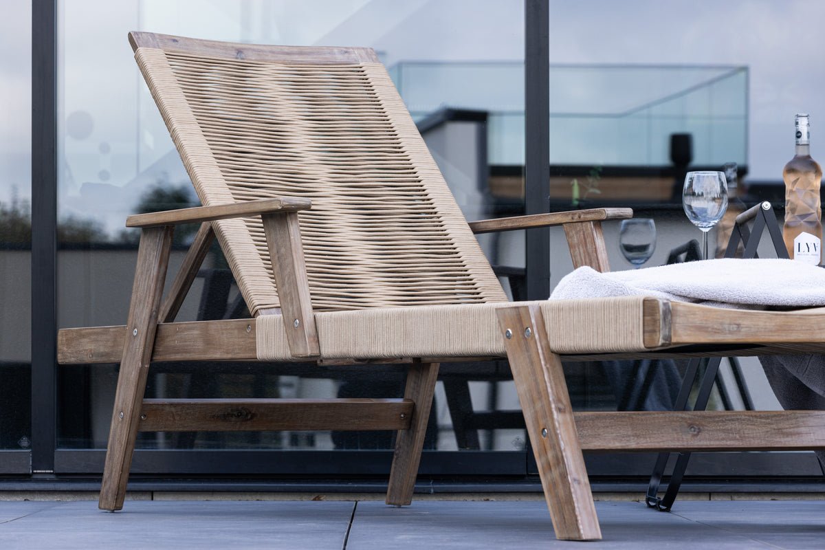 Garten Sonnenliege Ferano - verstellbar aus Akazienholz & Polyesterseil